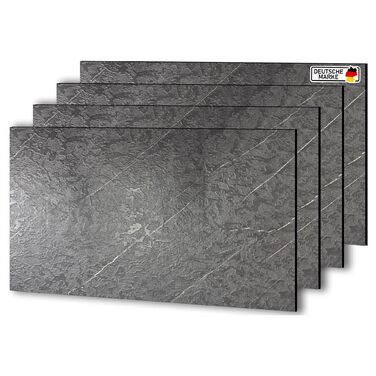 Стінові панелі AS Country Stone під мармур 60x120 см ПВХ-облицювання стіни з пластикових панелей для кухні, ванної кімнати тощо Панель кухонного фартуха (4 шт., Темний камінь)