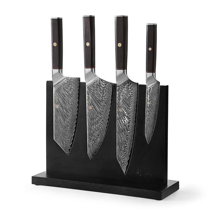 Кулінарний набір ножів з дамаської сталі Sycamore 6 ножів, 67 шарів, ядро VG10, твердість 602 HRC, ручки з клена, хлібний ніж із серрейторною заточкою, магнітний тримач для ножів, професійні кухонні ножі для точного нарізання (Culinary Asia)