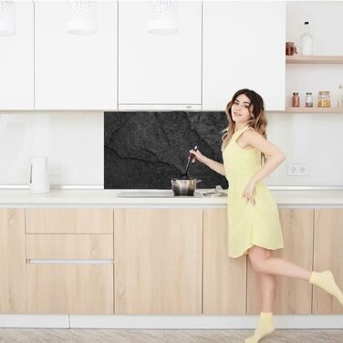 Дизайнерський кухонний фартух з алюмінієвого композиту, кухонний фартух, товщина 3 мм, 60x100 см, (колір &quotSlate Black&quot)