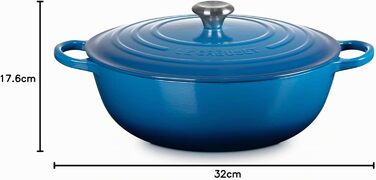 Чавунна каструля Le Creuset Signature La Marmite, 32 см, 4,1 л, колір Marseille (підходить для всіх типів плит, включаючи індукційні)