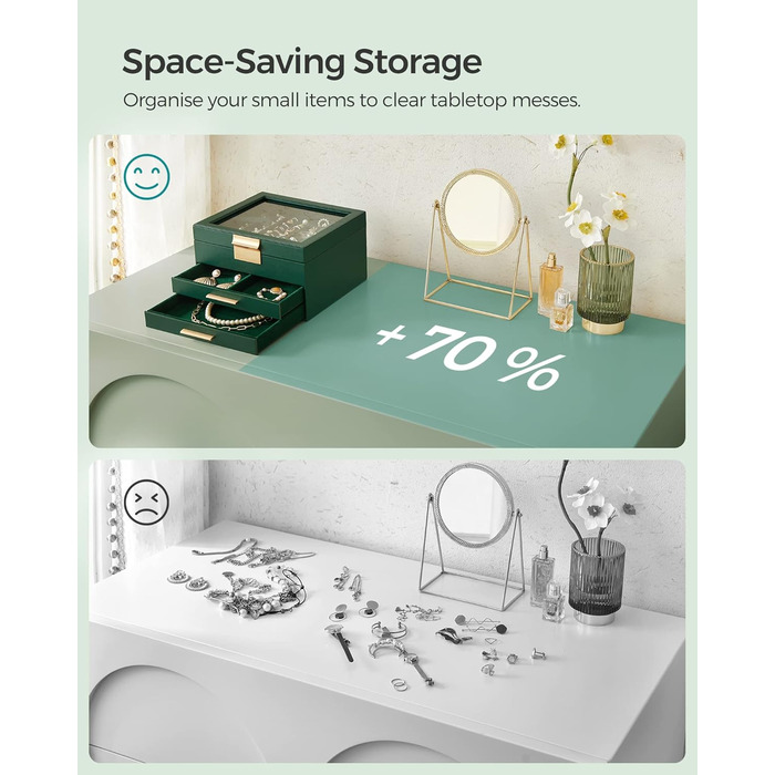 Скринька органайзер для ювелірних виробів 3-рівнева темно-зелений SONGMICS