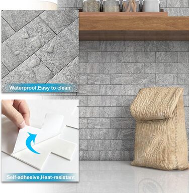 Самоклеящаяся настенная плитка для кухни водонепроницаемая 29,8 х 25,6 см 10 шт BeNice