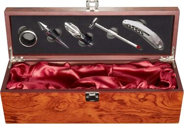 Набір сомельє 6-в-1 з дерев'яною скринькою для вина BRUBAKER