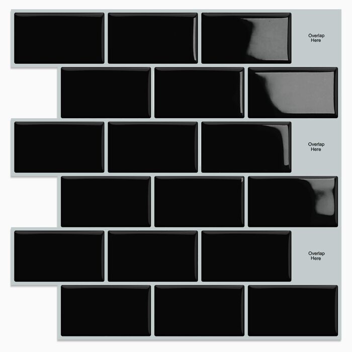 Мозаїчна плитка DEWOO 3D, наклейки на стіну, клейка плитка Metro, самоклеюча імітація плитки для кухні та ванної кімнати - штука, (30,5 x 30,5 см) (10, чорний)