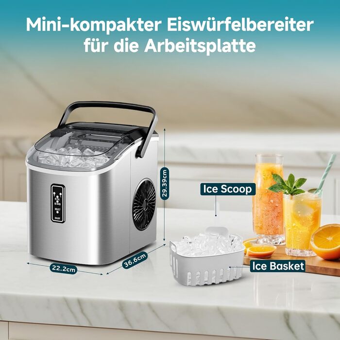 Компактный льдогенератор 1,2 серебряный EUHOMY