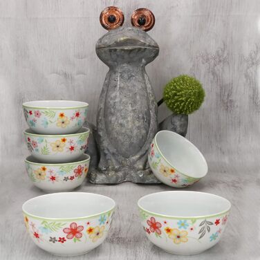 Набір із 6 тарілок для торта MamboCat Variant Floral Барвисті порцелянові тарілки для сніданку на 6 осіб Барвисті маленькі тарілки для салату, десерту та інших страв на сніданок, обід, каву та вечерю (чаша для пластівців)