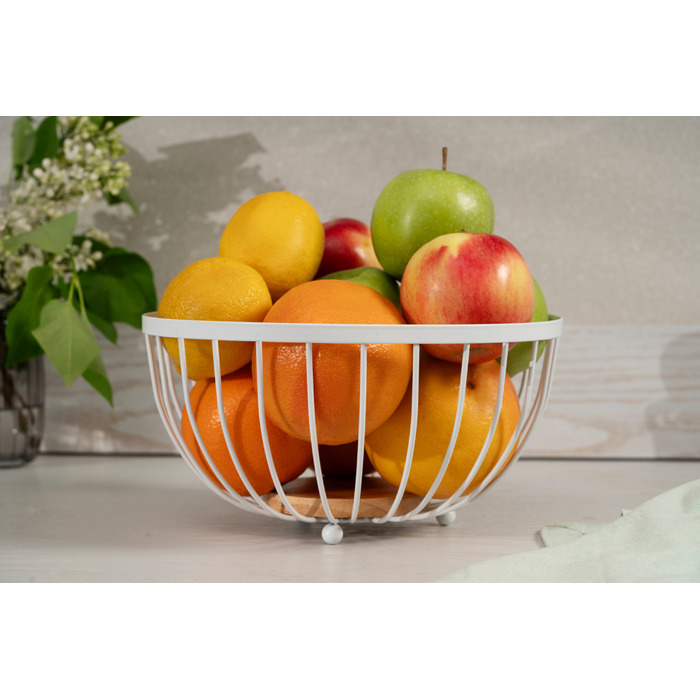 Кошик Ardesto Midori 25х25х13см, метал, дерево, білий