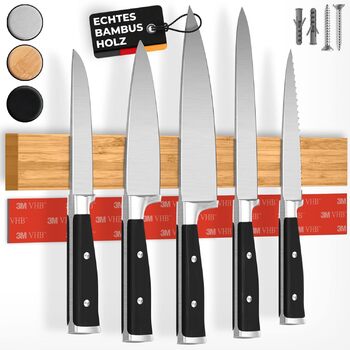 Магнітний тримач для ножів настінний 40 см, бамбук CUCINO