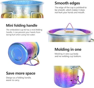 Титанова термокружка з кришкою для кемпінгу 450 мл iBasingo