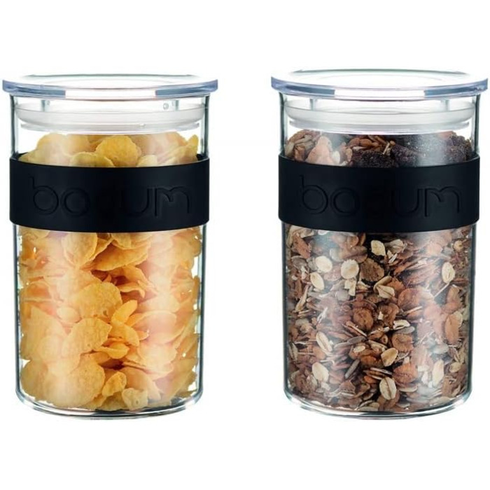 Набір із 2 банок 0,6 л з кришками, прозорий пластик Presso Bodum
