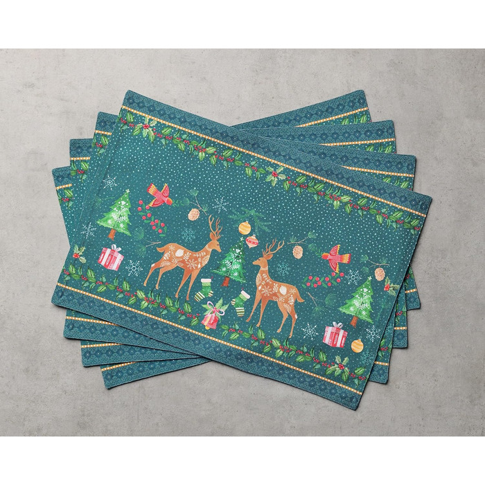 Бавовняні килимки, набір з 4 шт. , декоративні килимки, пасхальні килимки, що миються, для свят, вечерь, весни, літа (33 см x 48 см) (08 - Різдво Hygge), 39Hermine, 100