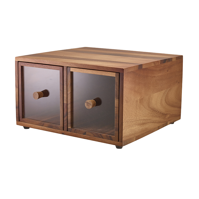 Хлібниця дерев'яна подвійна 34.5*32.5*h 19 см, Acacia Wood, Genware