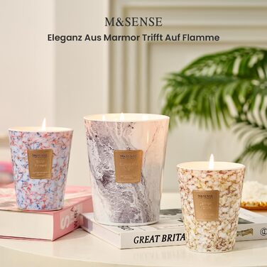 Ароматизована свічка M&SENSE велика Чорні ароматизовані свічки у склянці Ароматизована свічка з натурального соєвого воску Розслаблююча ароматерапія Подарунок для жінок та чоловіків, Різдво Час горіння 75 годин та 2 ґноти (лимон-ваніль, 990 г)