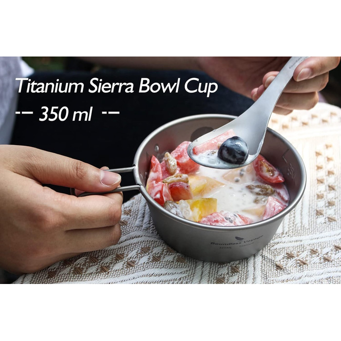 Титанова миска 520 мл Чаша Sierra Bowl Кемпінгова кружка з кришкою та ручкою для підвішування Відкритий горщик Похідний Портативна чашка Посуд Легкий туристичний посуд Набір для приготування їжі Ti1098T (350 мл Ti1097t)