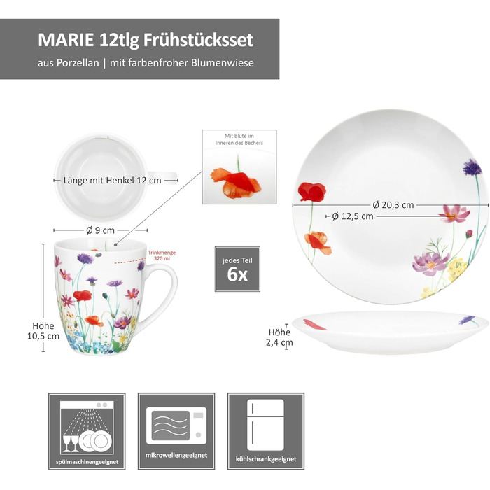 Сніданковий набір з 12 предметів на 6 осіб MamboCat