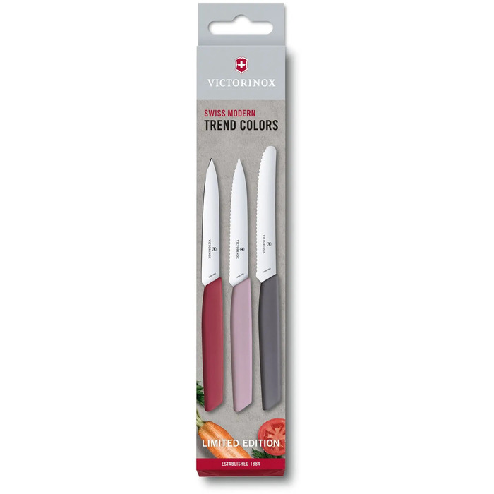 Набір кухонний Swiss Modern Paring Set 3шт з кольоровими ручками (3 ножа) в подар. упак. (Lim.Ed. 2022)