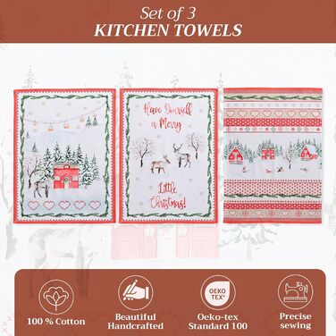 Набір з 3 різдвяних кухонних рушників  Rural Christmas 50 x 70 см Maison d' Hermine