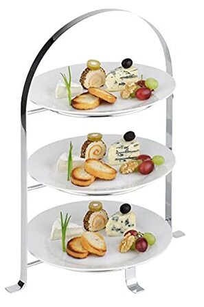 Сервировочная стойка APS высококачественная хромированная металлическая подставка для 3 тарелок с максимальным Ø 27 см - общая высота 43 см (тарелка в комплект не входит) 3 тарелки - Ø 27 см