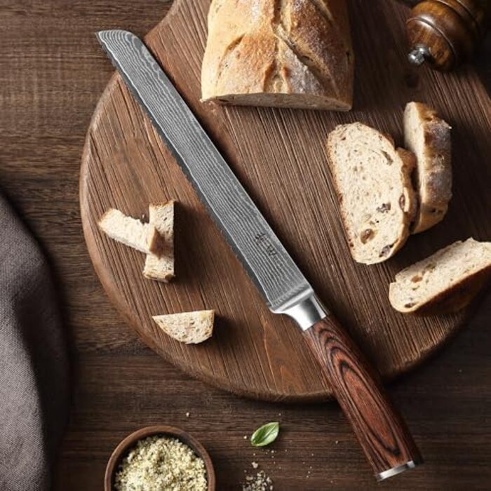 Хлебный нож из дамасской стали Wakoli