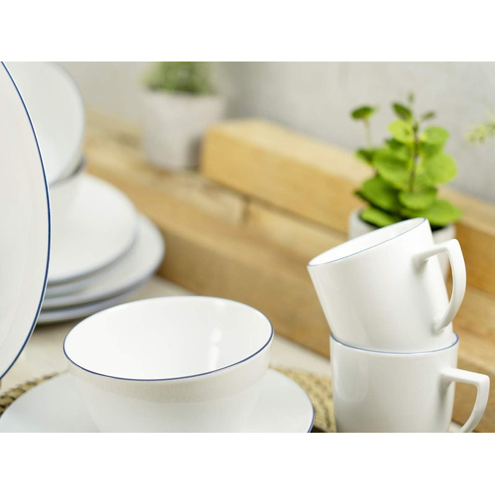 Набір посуду на 4 персони, 16 предметів, Enjoy Blue Line Creatable