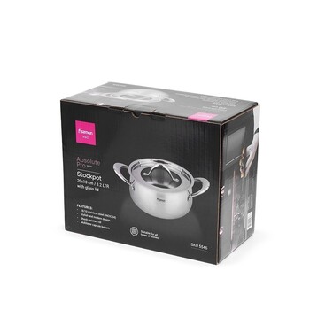 Каструля Fissman ABSOLUTE PRO 20x10 см / 3,2 л зі скляною кришкою нержавіюча сталь (5546)