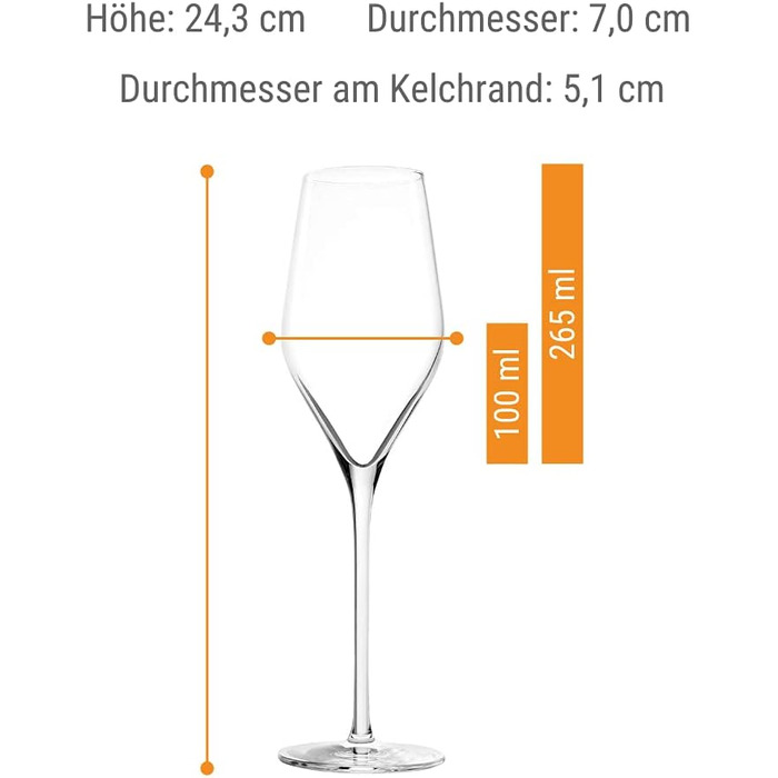 Келихи для шампанського 265 мл, набір 6 предметів, Exquisite Royal Stölzle Lausitz
