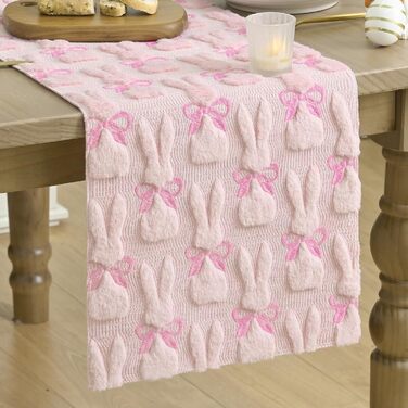 Мягкая дорожка с вышивкой розового кролика с бантом 183 х 33 см Artoid Mode