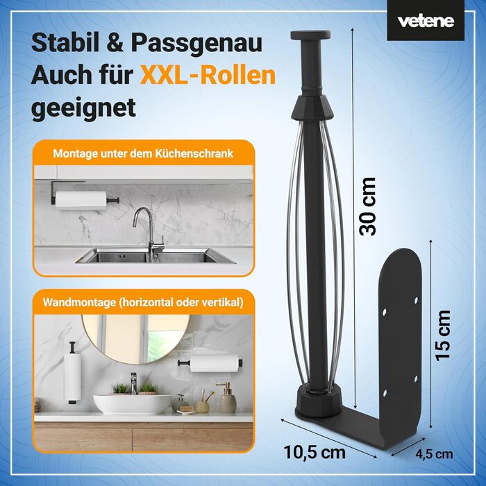 Держатель для кухонных рулонов, чорний Zewa Vetene
