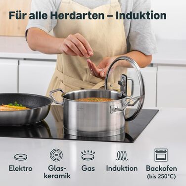 Каструля 3,5 л з підвісною скляною кришкою 20 см Silberthal