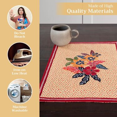 Бавовняні килимки, набір з 4 шт. , декоративні килимки, пасхальні килимки, що миються, для свят, вечерь, весни, літа (33 см x 48 см) (07 - Калахарі), 39Hermine, 100