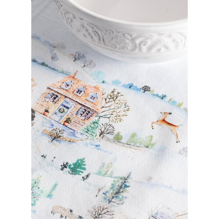 Бавовняні килимки для серветок, набір з 4 шт. , декоративні килимки для серветок, пасхальні килимки, що миються, для свят, вечерь, весни, літа (33 см x 48 см) (28 - Snowy World), 39Hermine 100