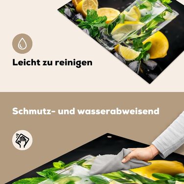 Фартух для плити, кухонний фартух, вініл, 78x52 см, декор для кухні, облицювання стіни, кришка для плити - сіро-чорна (вода-скло, 52Д x 80Ш см)