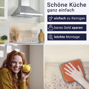 Фартух для плити timalo, настінна раковина, кухонний фартух, скляний вигляд Акрилове скло 2 мм Скляний фартух, акрилові скляні кухонні панелі, захисна панель для фартуха Мармурове біле золото (60x52 см, 106- Reed Beach)