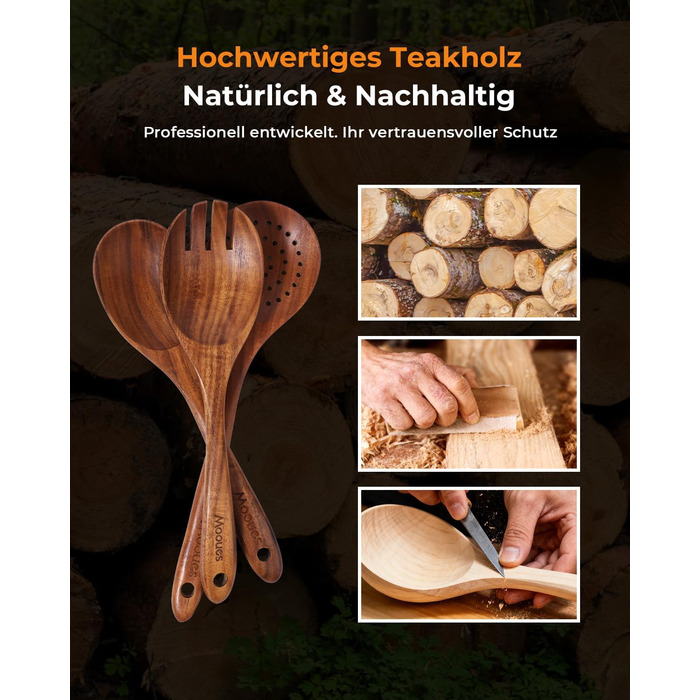 Набір кухонних аксесуарів із натурального тикового дерева 10 предметів Mooues