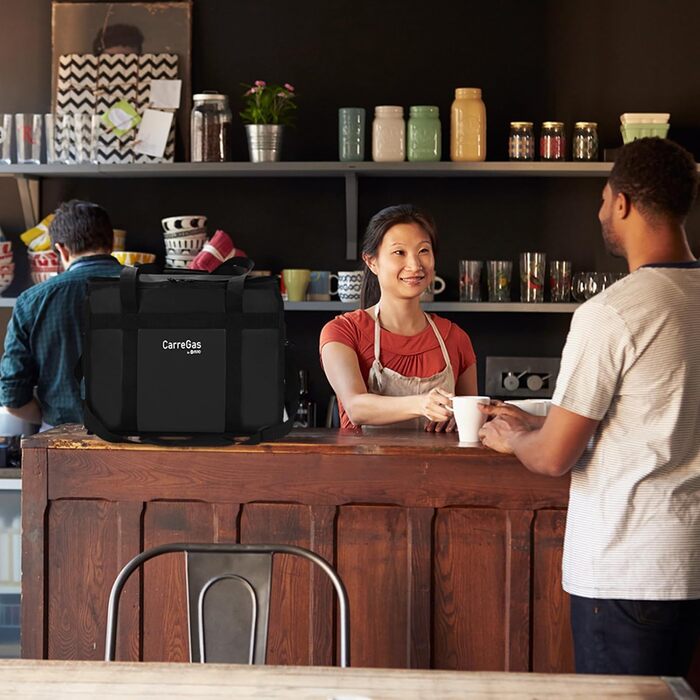 Ізольована харчова сумка, 38 x 38 x 32 см, ідеально підходить для гарячих та холодних страв, піци, ресторанів, доставки додому, індійської/китайської їжі, пікніків, термосумка, чорна