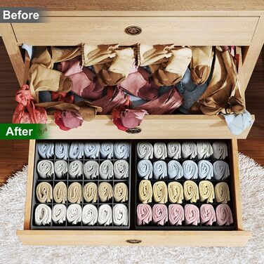 Органайзер для одягу на 24 відділення, набір 4 предмети, чорний Homsorout