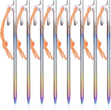 Титановый сплав Колышки 7 мм Сверхмощные гвозди для палатки Красочные молотые гвозди Прочные булавки для лагеря Садовые колышки для кемпинга Тент Путешествия Брезент 20 см / 24 см / 30 см / 35 см / 40 см 6/8 шт. / лот Ti4013P (20 см 8 шт./лот Ti4013PS)
