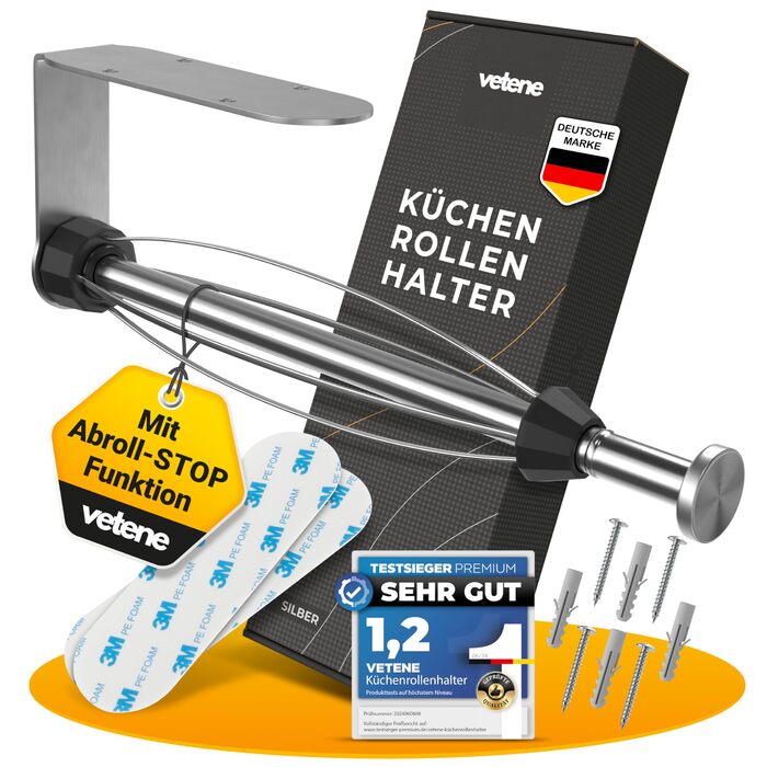 Держатель для кухонных рулонов, серебристый Zewa Vetene