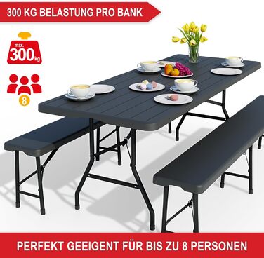 Набор для сада стола с 2 скамейками 180 x 74 x 74 см Onbest