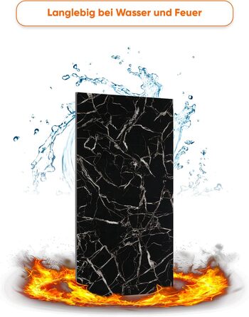 Стінові панелі IZODEKOR під мармур 60x120 см Панель для кухонного фартуха ПВХ-облицювання стін для кухні, ванної кімнати Бризкозахисний екран для кухні Водонепроникний та термостійкий (4 панелі 4 монтажних клею, чорно-білий)