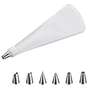 Кондитерський мішок 30 см та 6 сталевих насадок, кремово-білий Westmark