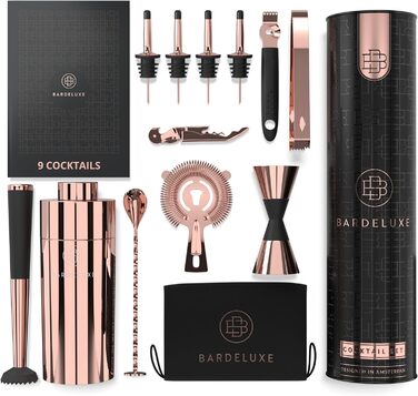 Набір для коктейлів преміум 12 предметів рожеве золото BarDeluxe