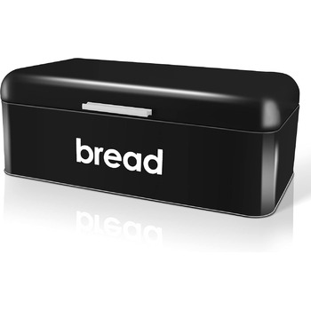 Хлебница Herogo, Черная хлебница с откидной крышкой, Винтажная металлическая коробка для хранения Контейнер для хлеба, тостов, печенья, большой емкости и современного дизайна (42 x 22,5 x 16 см)