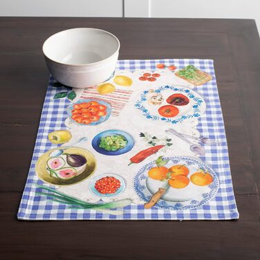 Бавовняні килимки для серветок, набір з 4 шт. , декоративні килимки для серветок, пасхальні килимки, що миються, для свят, вечерь, весни, літа (33 см x 48 см) (044 - Gourmand), 39Hermine 100