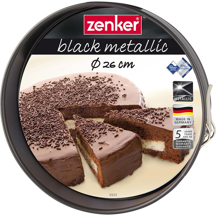 Форма для выпечки пружинной формы Zenker 6504 с антипригарным покрытием, круглая форма для выпечки с плоским дном (цвет черный), количество (Ø 26 см)