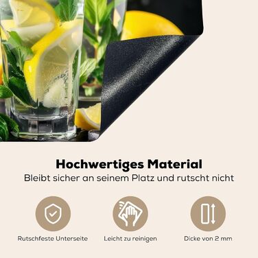 Фартух для плити, кухонний фартух, вініл, 78x52 см, декор для кухні, облицювання стіни, кришка для плити - сіро-чорна (вода-скло, 52Д x 71Ш см)