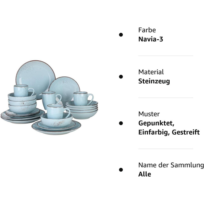 Комбінований сервіз vancasso, набір посуду Navia Stoneware, столовий сервіз із 32 предметів, вінтажний зовнішній вигляд, дизайн природи (набір із 20 предметів, Navia-3)