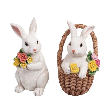 Набір із 2 пасхальних зайчиків з квітами Valery Madelyn