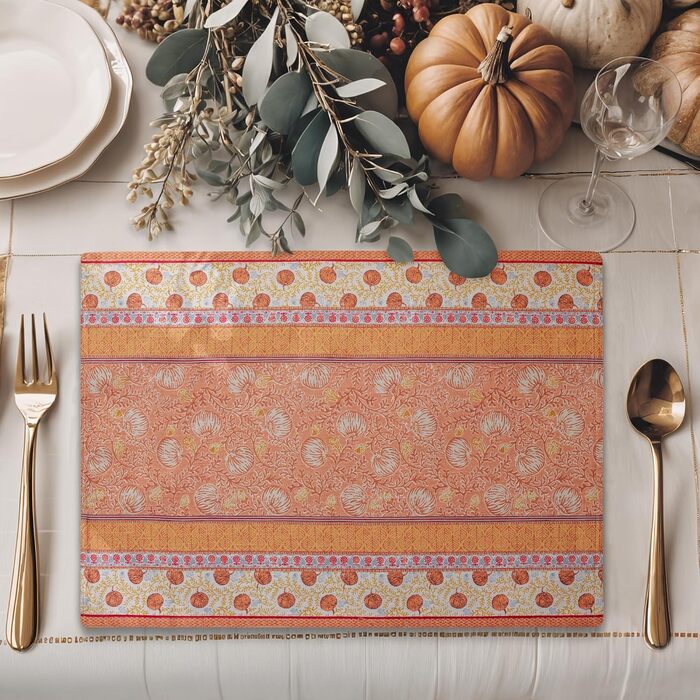 Бавовняні килимки для серветок, набір з 4 шт. , декоративні килимки для серветок, пасхальні килимки, що миються, для свят, вечерь, весни, літа (33 см x 48 см) (15 - Свято врожаю), 39Hermine 100