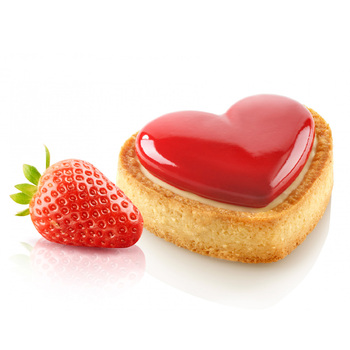 KIT TARTE RING AMORE 80x70 MM Форма силіконова  65x55х15 мм+кільця у формі серця (80x70х20 мм) - 1 ф